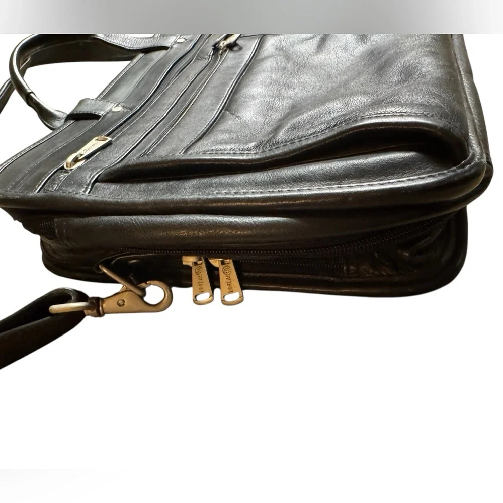 High End Winn Black Supple Leather Men's Briefcase Laptop Bag Shoulder Bag NICE
